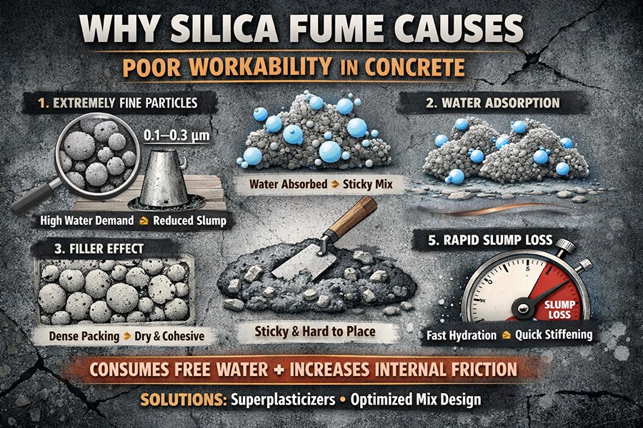 Why Does Silica Fume Cause Poor Workability in Concrete?